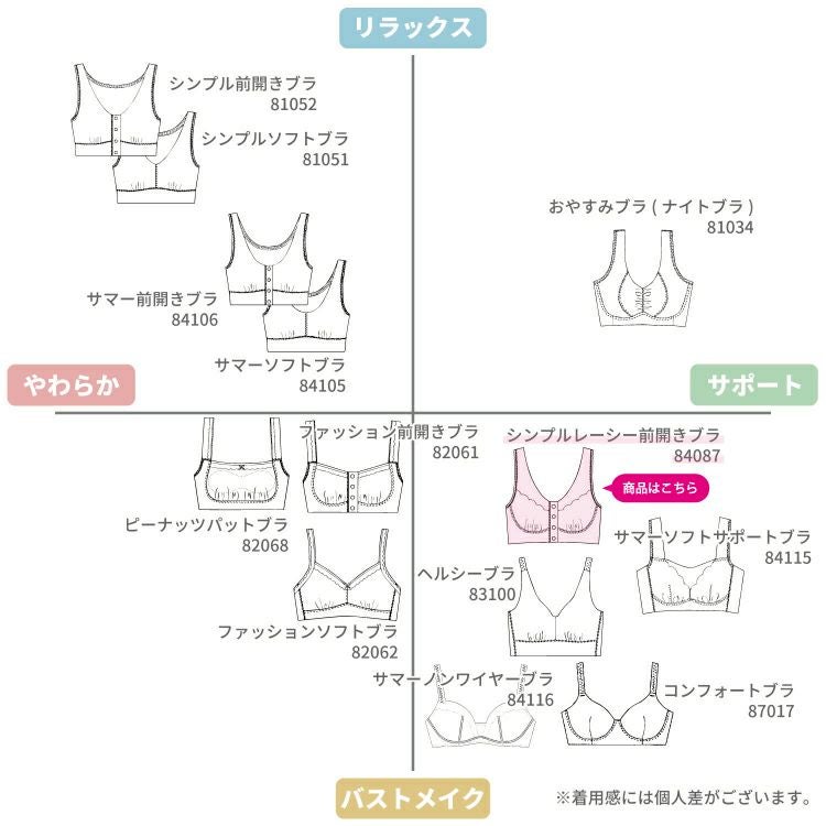 シンプルレーシー前開きブラ【84087】 | Fleep/フリープ通販―綿の女性