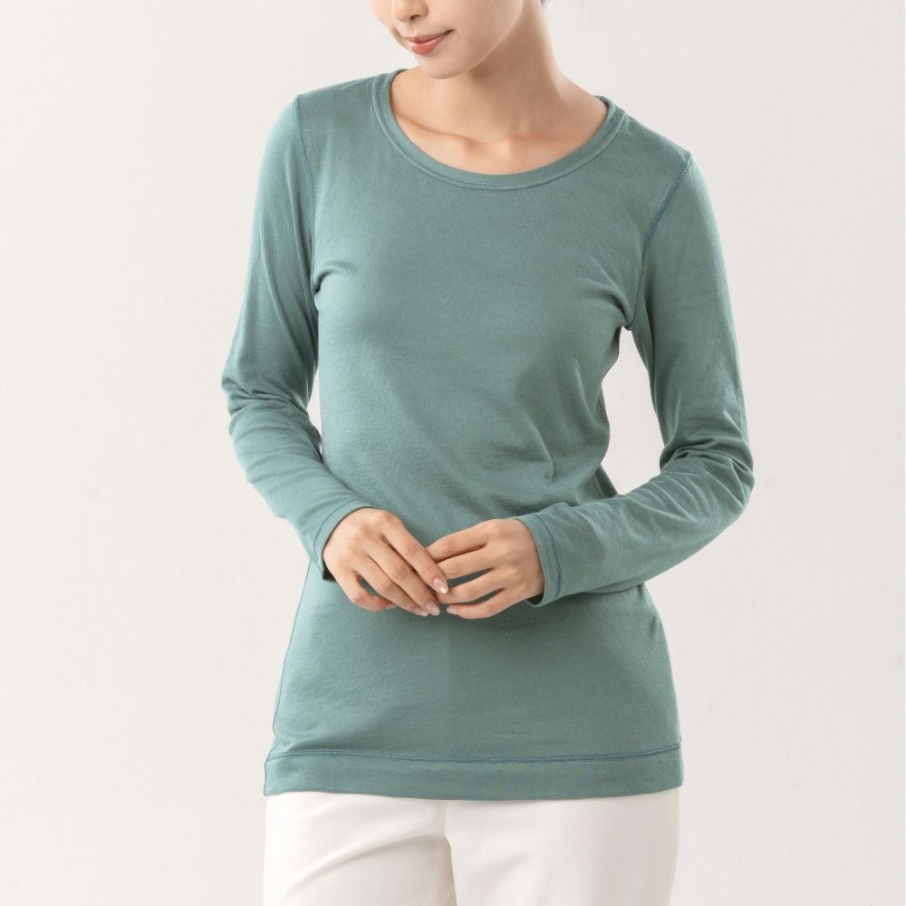 ベージュ 長袖クルーネックTシャツ MENS ヘビー 長袖 クルーネックTシャツ ORGANIC | 高級無地Tシャツ専門